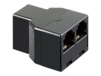 Telefonsplitter - RJ11 (6P4C) hun til 2 x RJ11 hun, Sort
