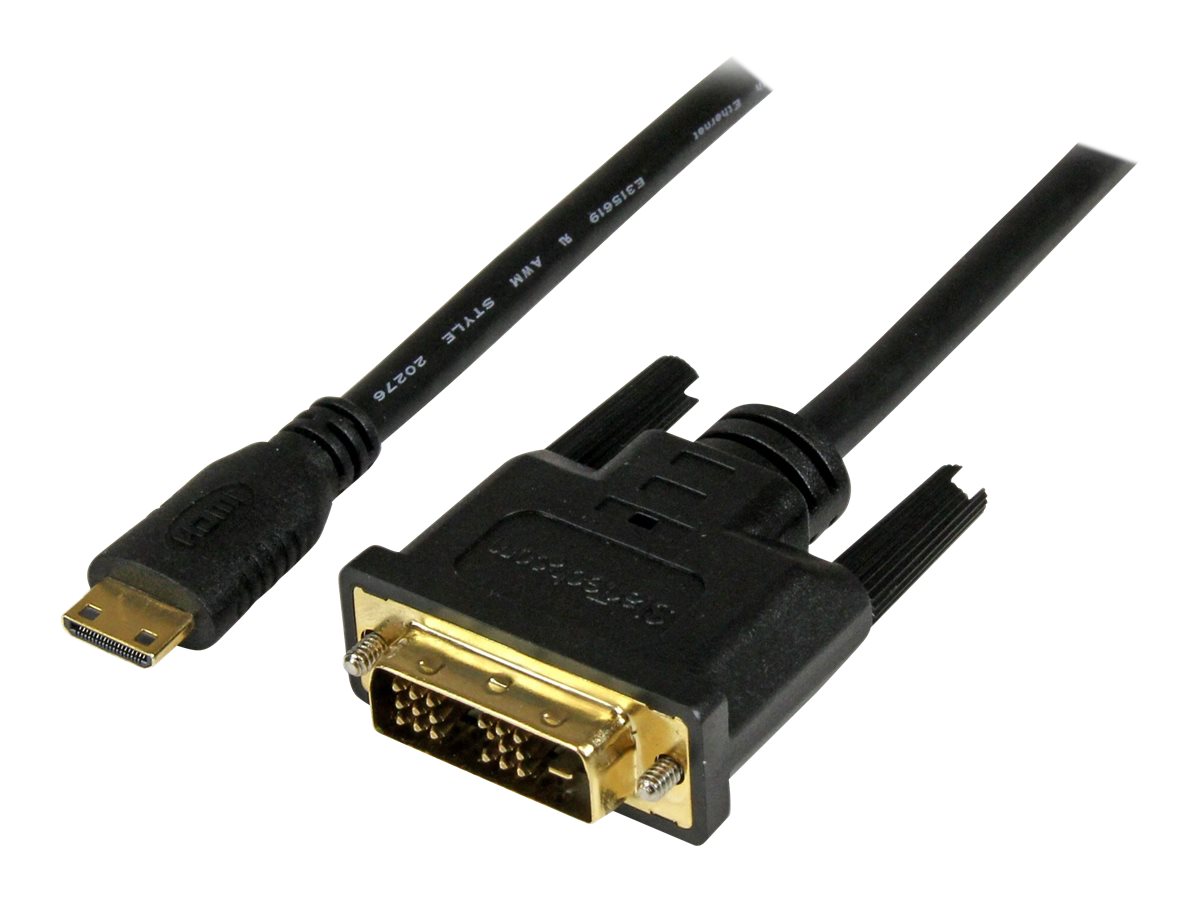 StarTech.com 1m (3.3 ft) Mini HDMI to DVI Cable, DVI-D to HDMI Cable (1920x1200p), 19 Pin HDMI Mini (C) Male to DVI-D Male, Digital Monitor Cable