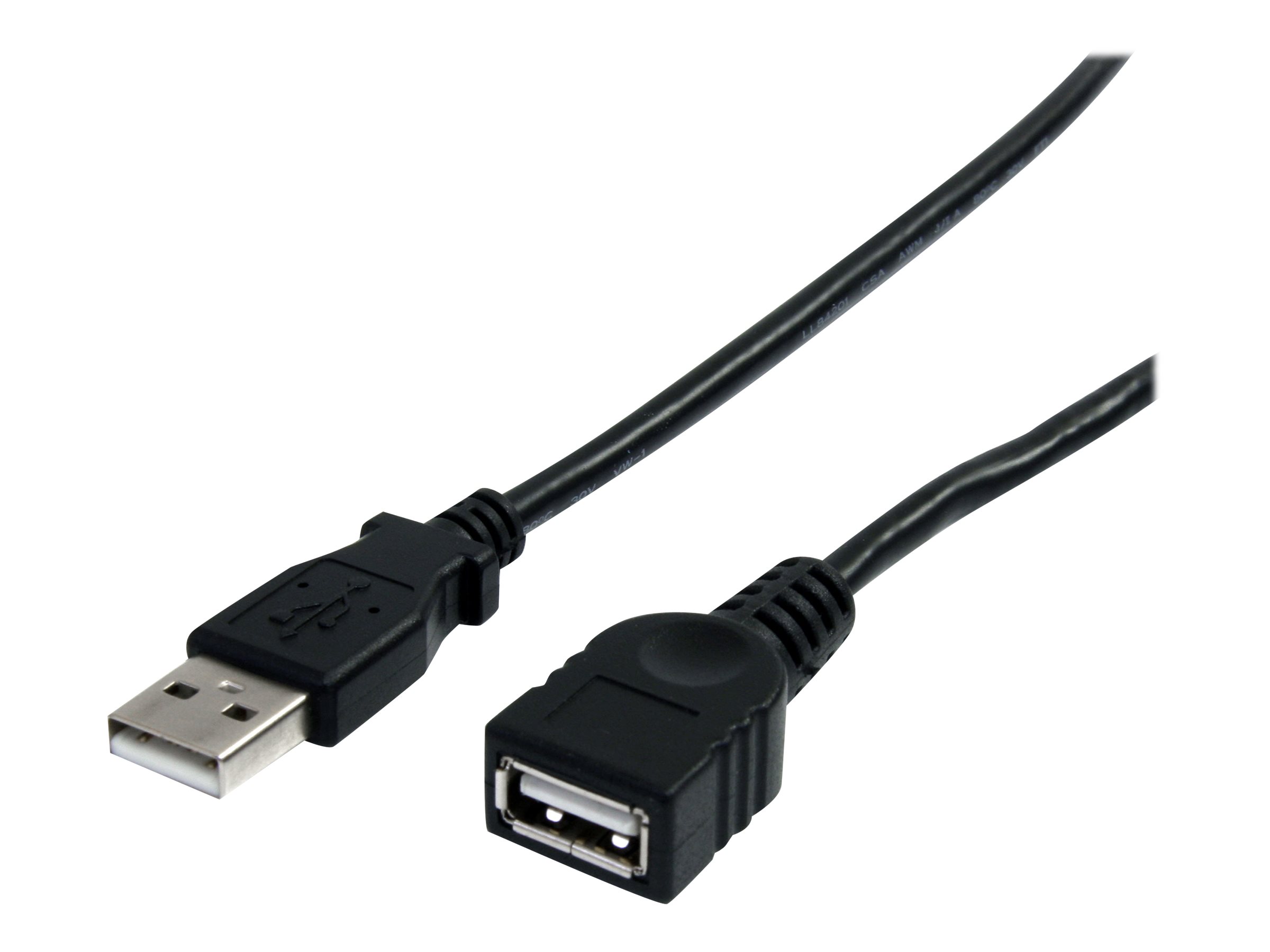 StarTech.com 3 ft Black USB 2.0 Extension Cable A to A - M/F - 3 ft USB A to A Extension Cable - 3ft USB 2.0 Extension cord (USBEXTAA3BK) USB