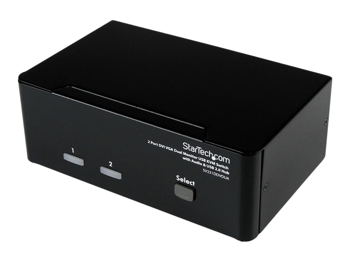 StarTech.com 2 Port KVM - DVI and VGA w/ Audio and USB 2.0 Hub - Dual Monitor / Display / Screen KVM - DVI VGA (SV231DDVDUA) KVM / audio / USB switch