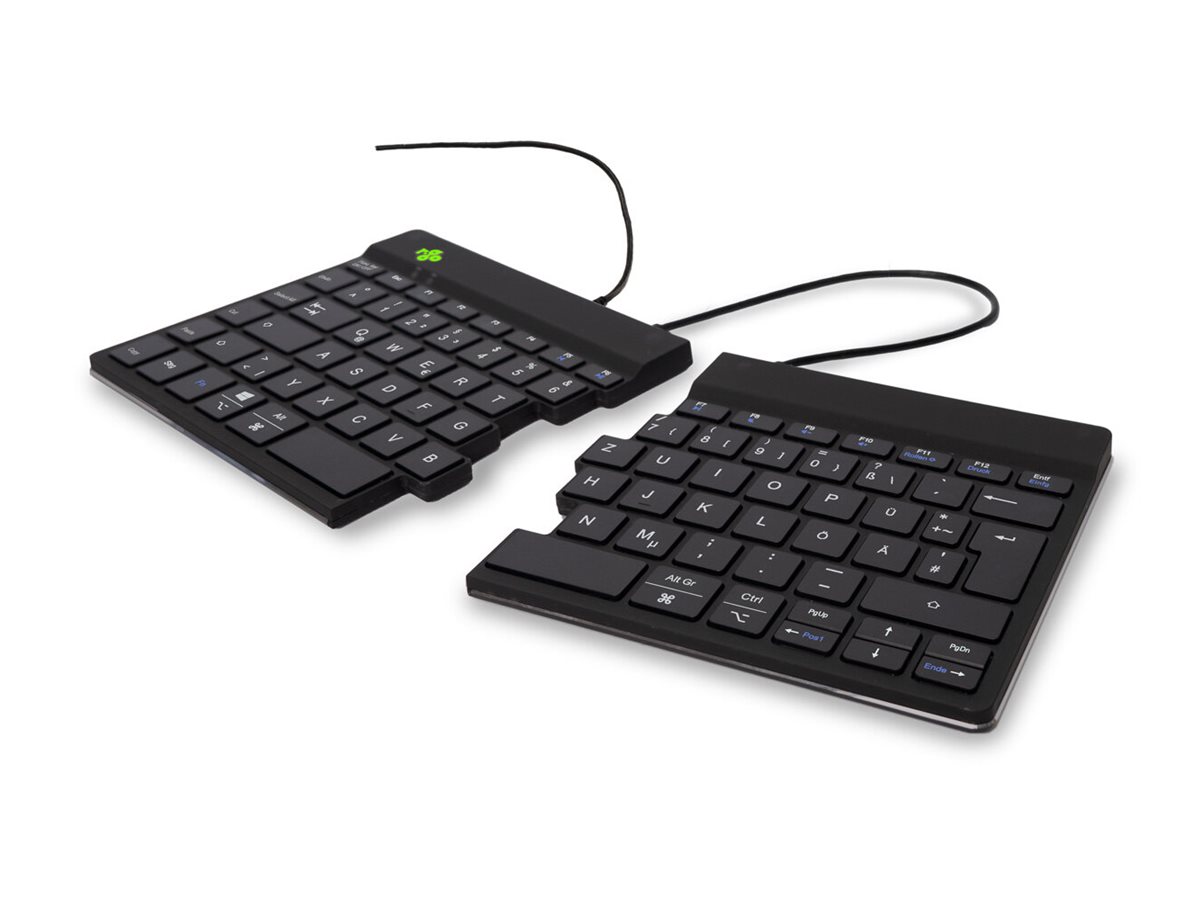 R-Go Split Ergonomiske tastatur, QWERTZ (DE), sort, kablet Tastatur Kabling Tysk