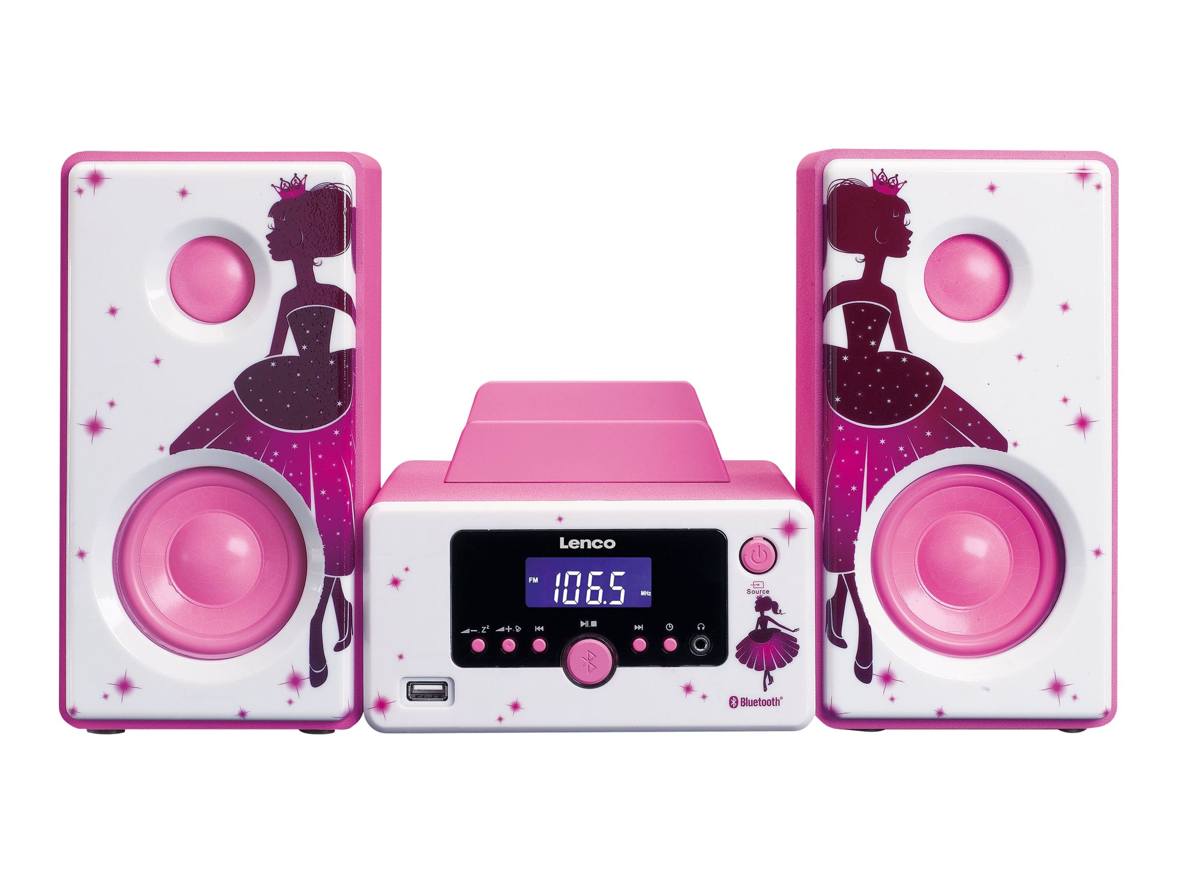 Lenco - Mikroindstillet vækkeur Bluetooth® FM-radio USB aux-in Princess - MC-020PRINCESS
