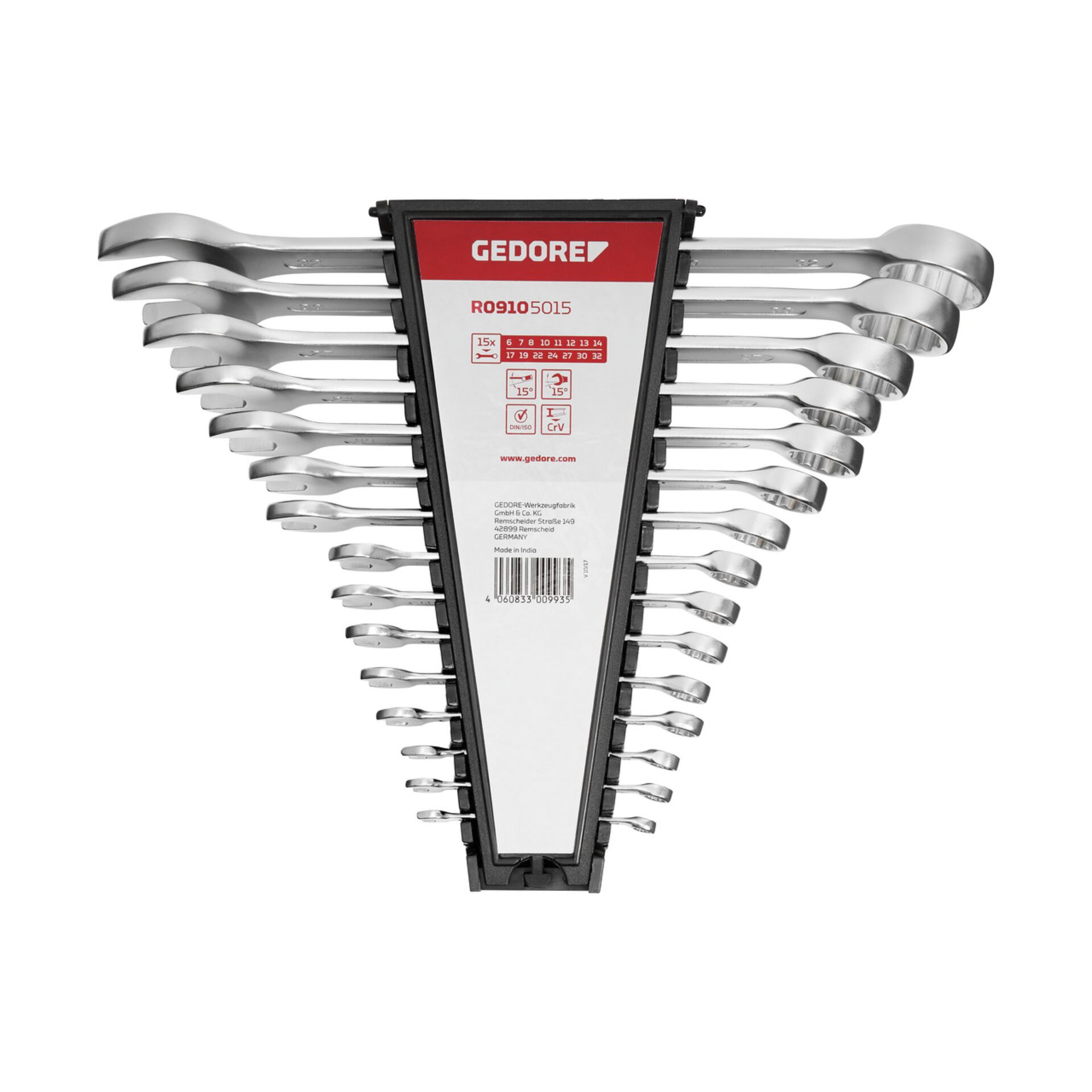 Gedore R09105015 Ringgaffelnøgle - 15 dele