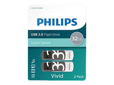 Philips FM32FD00D Vivid Edition 3.0 - USB flashdrive - 32 GB - USB 3.0 (pakke med 2)
