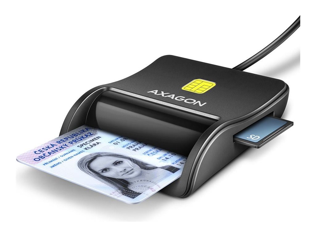 AXAGON USB-A Smart card & SD / microSD / SIM / Smart Card Flatreader