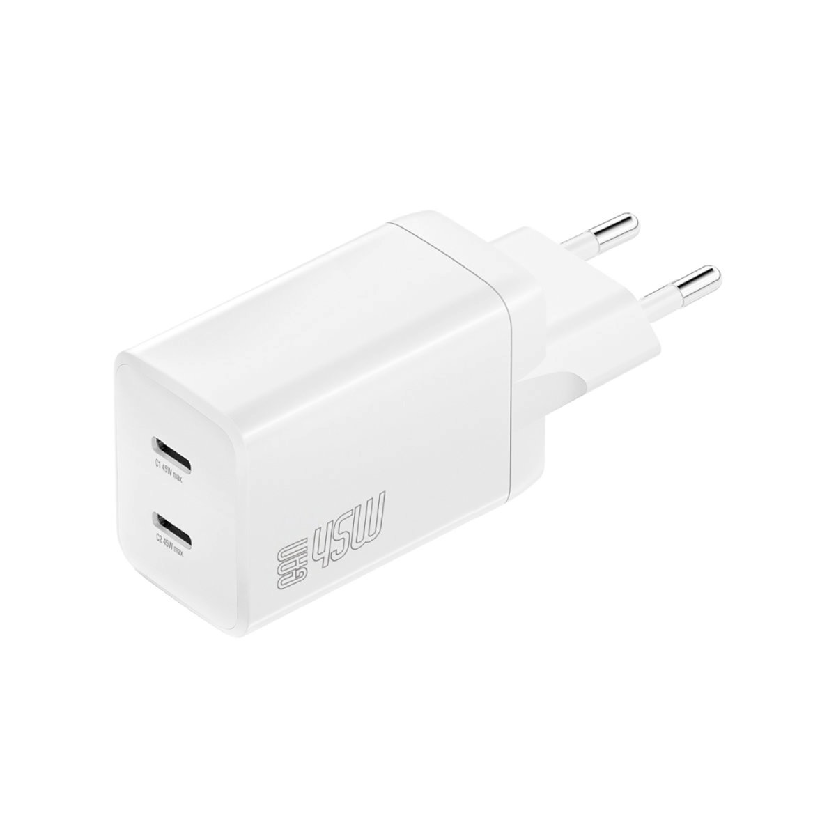 Wall Charger PDPlug Dual 45W GaN 2C white