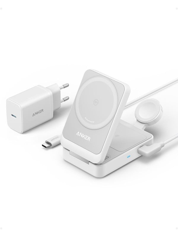 Anker MagGo trådløs opladningsstander - 3-i-1, foldbar - 24 pin USB-C - 15 Watt