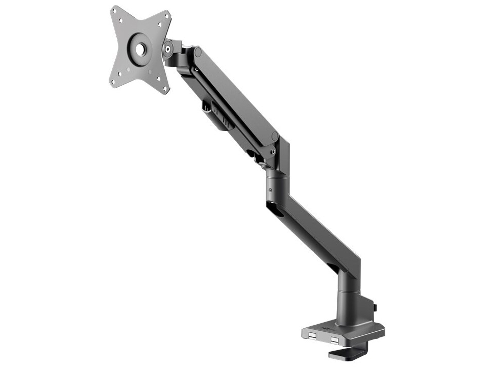 Goobay Single skärmfäste med gasfjäder, svart för bildskärmar från 17 till 32 tum (43 - 81 cm), max. 9 kg, enkel snap-in-montering av armarna