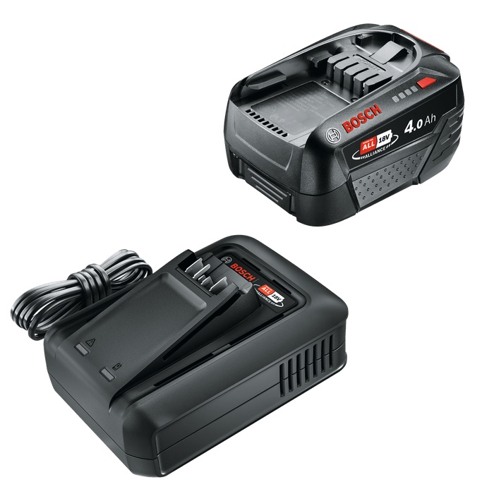 Bosch DIY & Garden Cordless Starter Set 18V 1x 4.0Ah + Quick Charger AL 18V-44 black, Li-ion battery 4.0Ah, POWER FOR ALL ALLIANCE