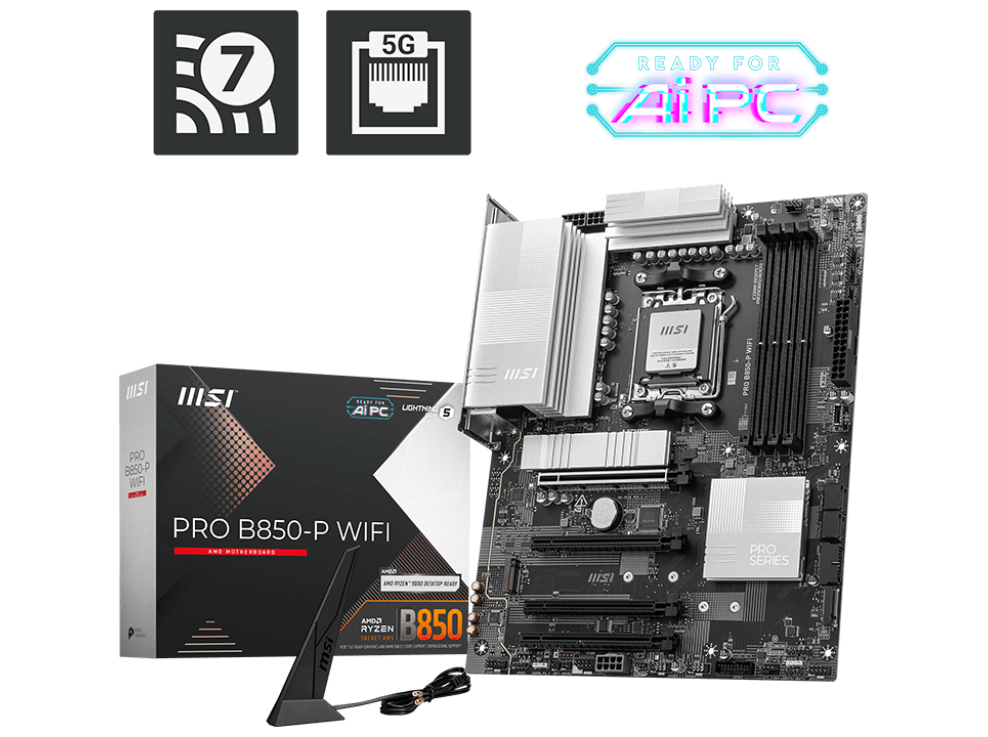 MSI PRO B850-P WIFI Bundkort - AMD B850 - AMD AM5 socket - DDR5 RAM - ATX