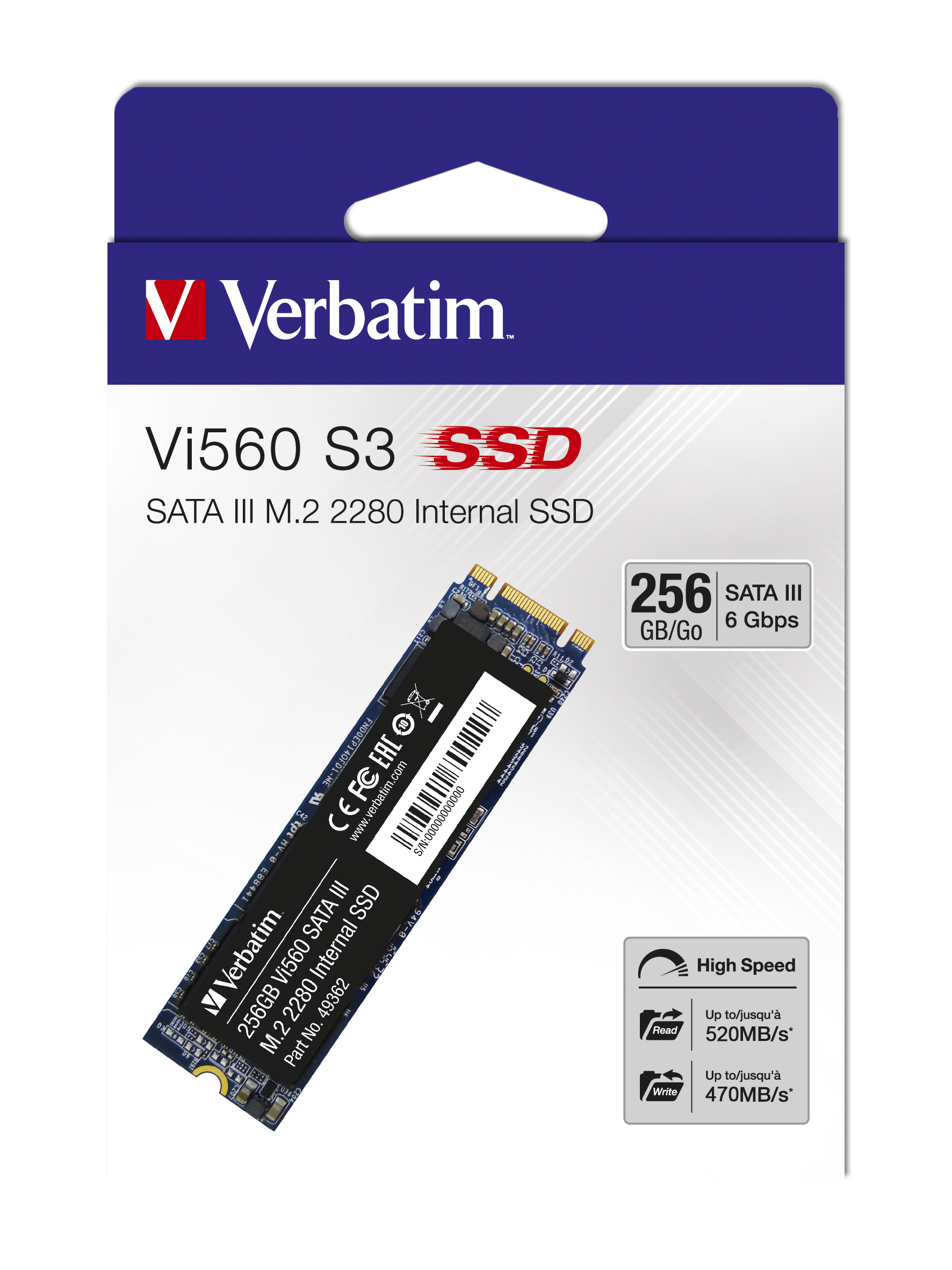 Verbatim Vi560 S3 SSD - 256GB - SATA-600 - M.2 2280