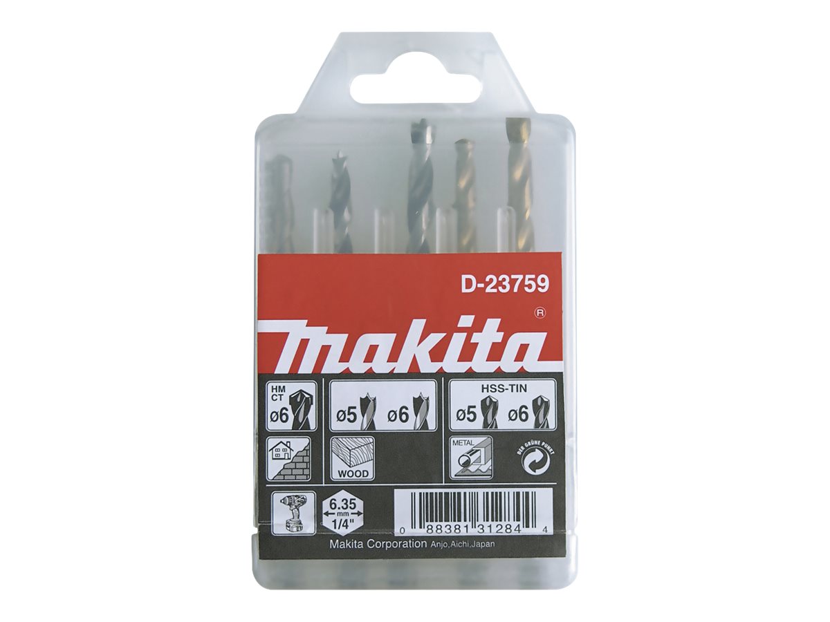 Makita - Borebitsæt - 5 stykker - 5 mm, 6 mm - for Makita DTD172RTJ