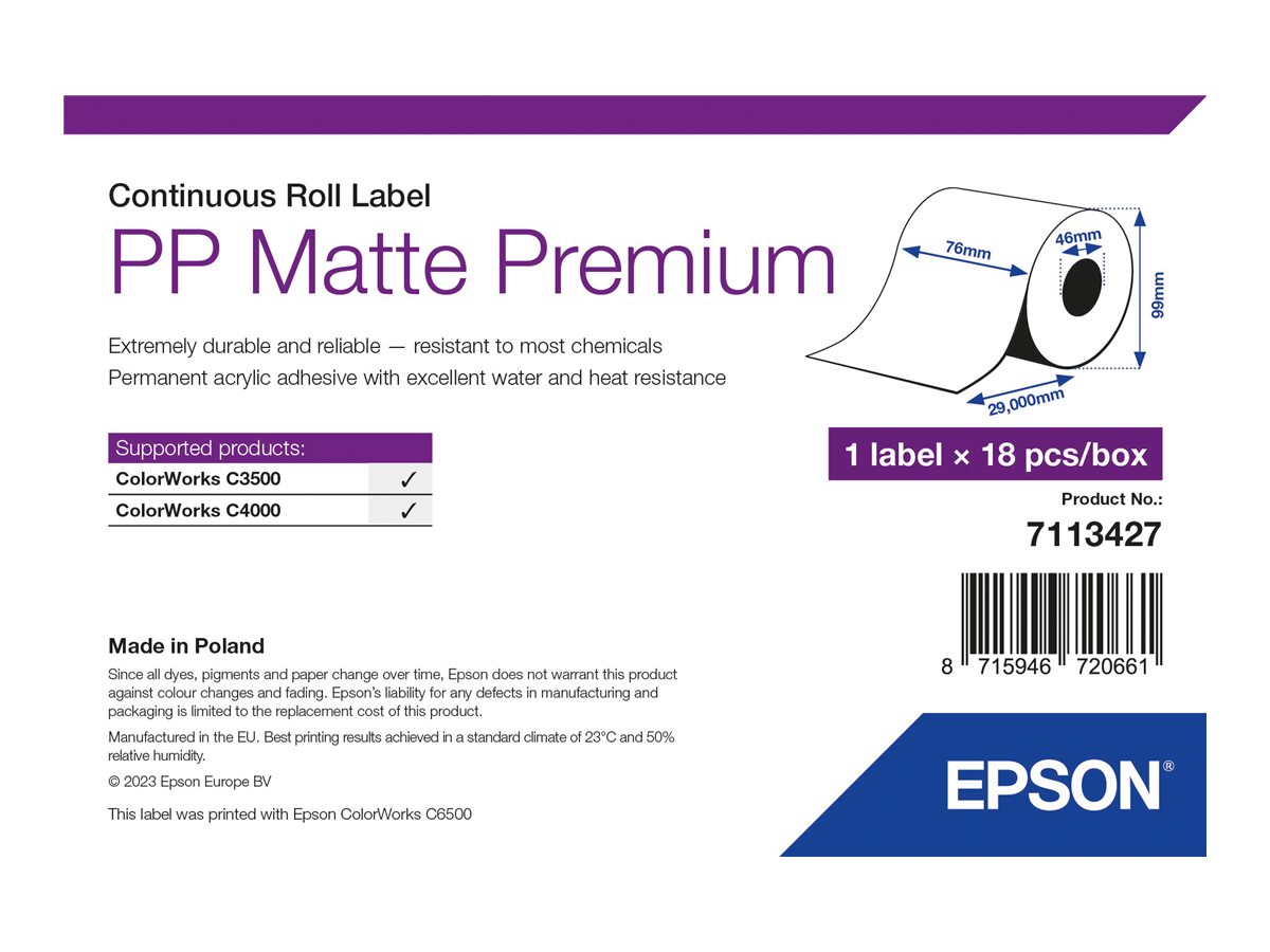 Epson Premium Mærkater fortløbende papir (7,6 cm x 29 m) 18rulle(r)