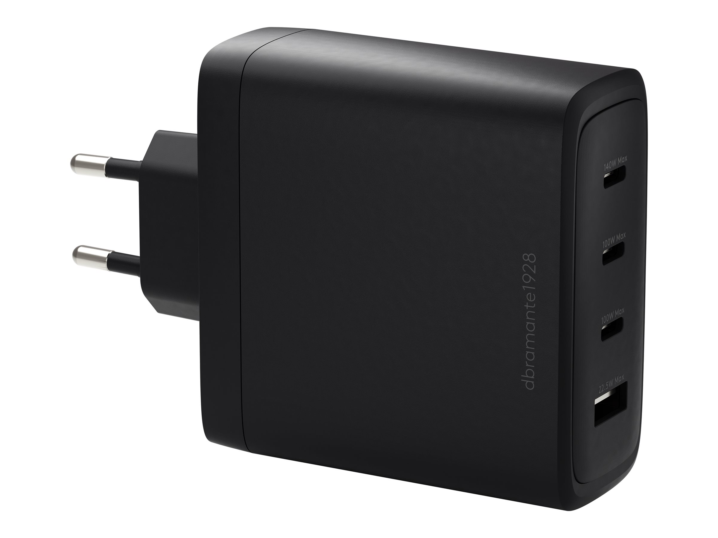 dbramante1928 re-charge - Strømforsyningsadapter - 140 Watt - 4 output-stikforbindelser (3 x USB-C, USB) - sort