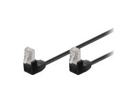 Goobay Netværkskabel CAT 5e vinklet 2x 90°, U/UTP, sort, 10 m kobberbeklædt aluminiumleder (CCA), 2x RJ45-stik 90 ° (8P8C)