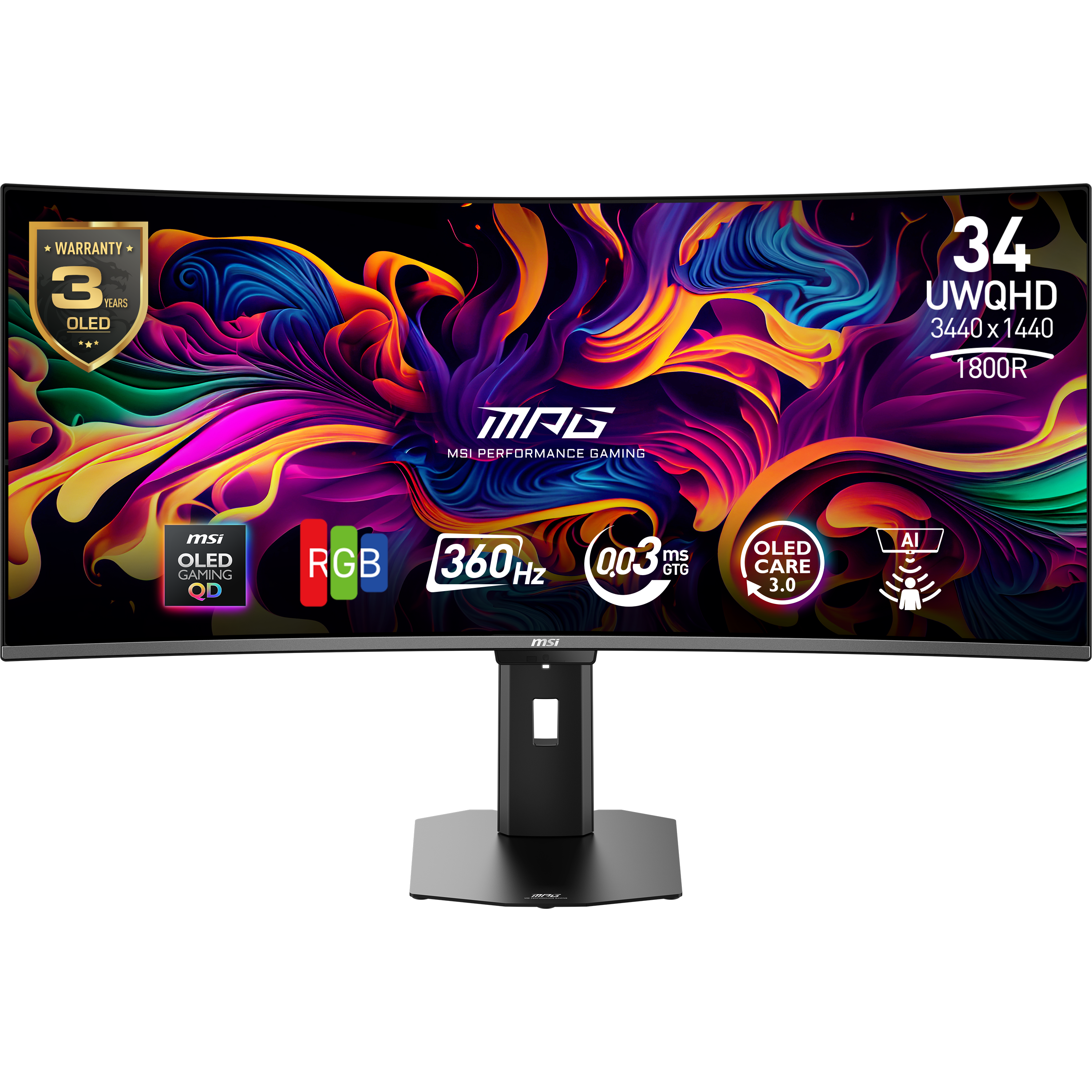 MSI MPG 341CQRDE QD-OLED X36 34" OLED 3440 x 1440 (UltraWide) HDMI DisplayPort 360 Hz