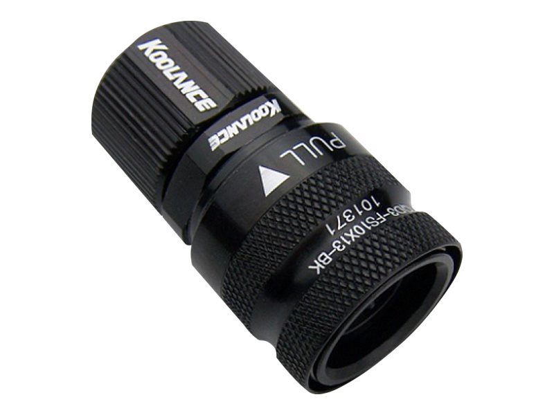 Koolance QD3 Female Quick Disconnect No-Spill Coupling, Compression for 10mm x 13mm (3/8in x 1/2in) Flydende kølesystem-kobling 1-pack Sort