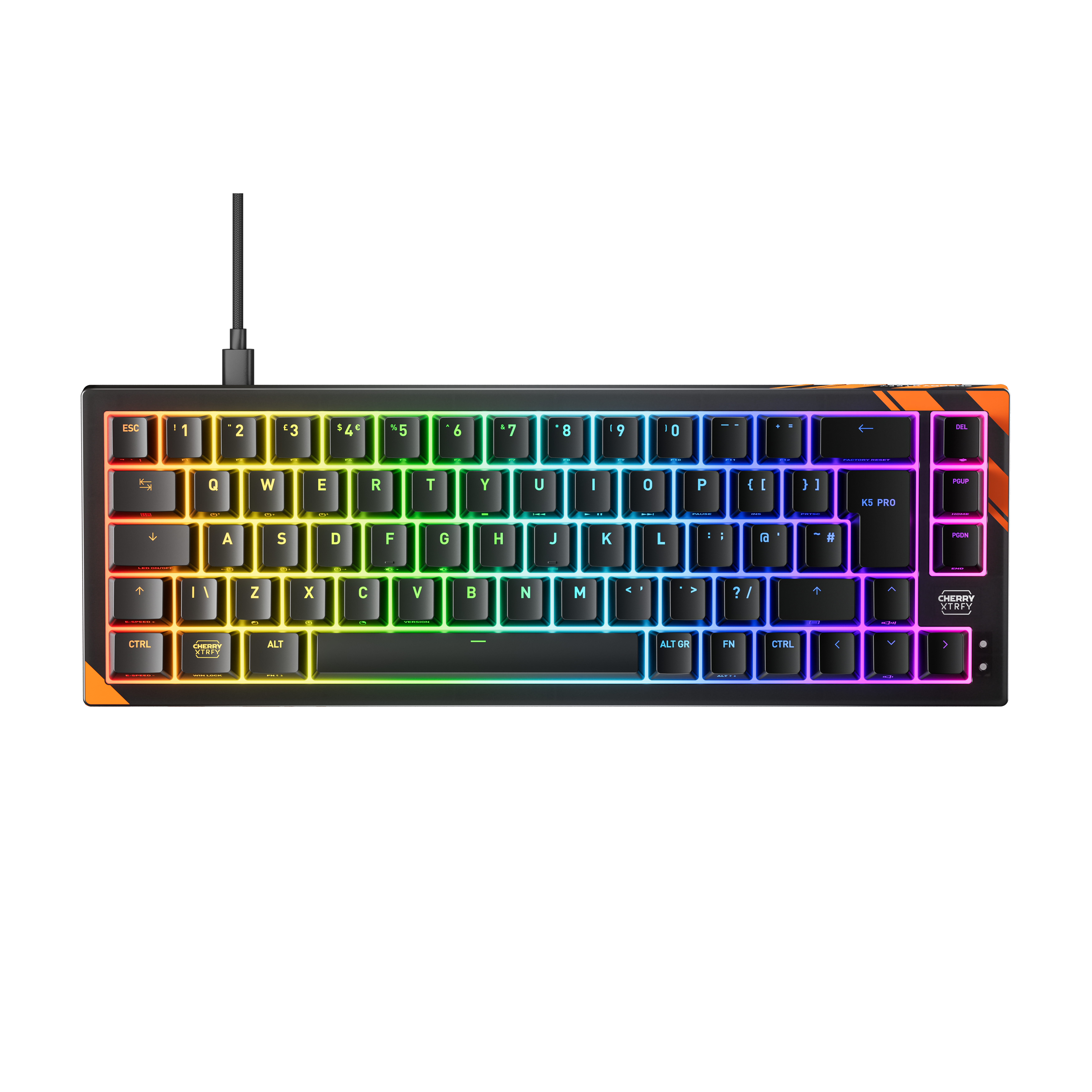 CHERRY K5 PRO TMR COMPACT tastatur Spil USB QWERTY UK engelsk Sort, Orange