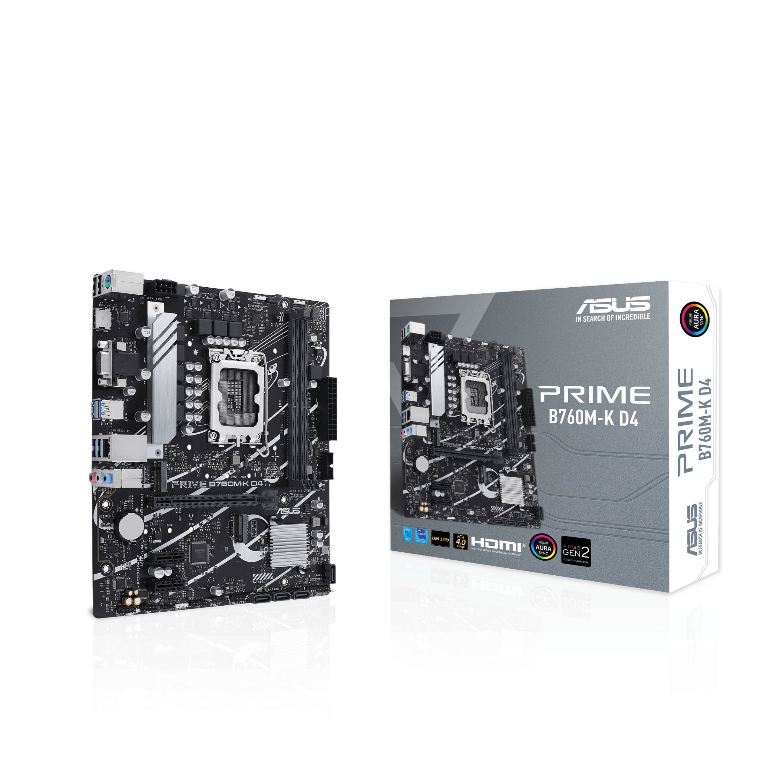 ASUS PRIME B760M-K D4 Bundkort - Intel B760 - Intel LGA1700 - DDR4 RAM - Micro-ATX