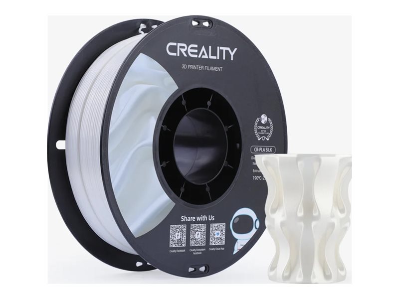 Creality Creality CR-PLA Silk - 1.75mm - 1kg Hvid 6971636408406 Modsvarer: N/A