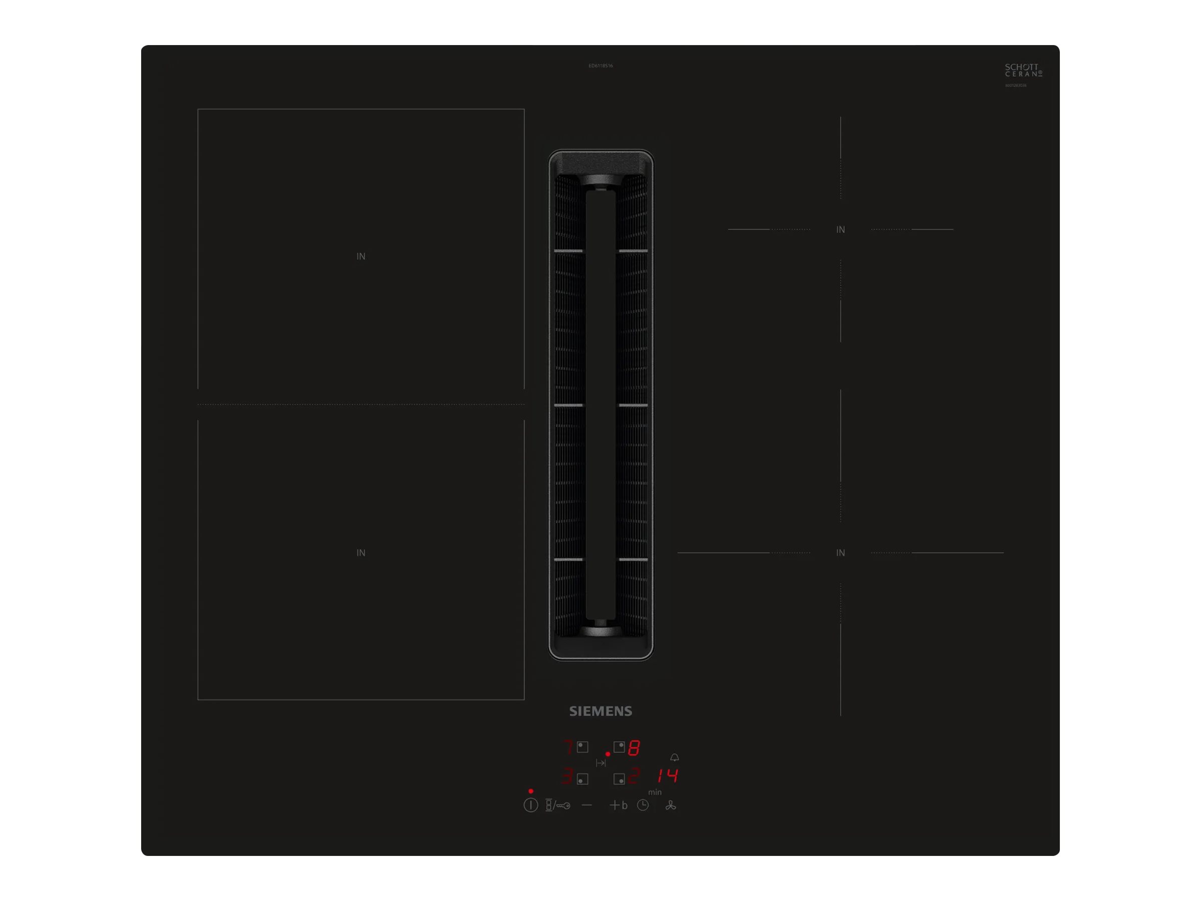 Siemens ED611BS16E Induktionskogeplade med indbygget emhætte