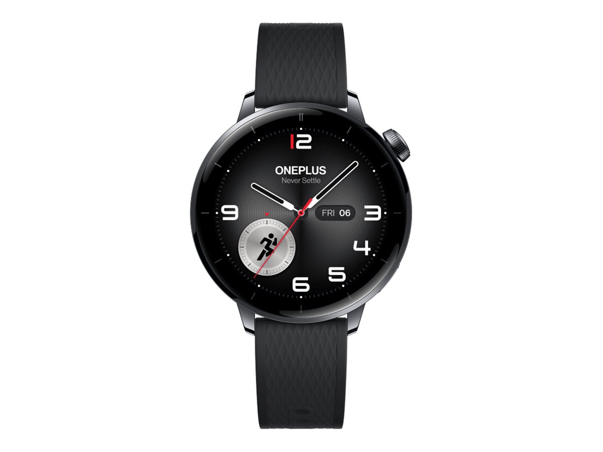 OnePlus Watch 3 - 43 mm - rustfrit stål - smart ur med rem - fluoroelastomer - håndledsstørrelse: 130-210 mm - display 1.32 - 32 GB - Bluetooth, Wi-Fi, NFC - 37.8 g - sort stål