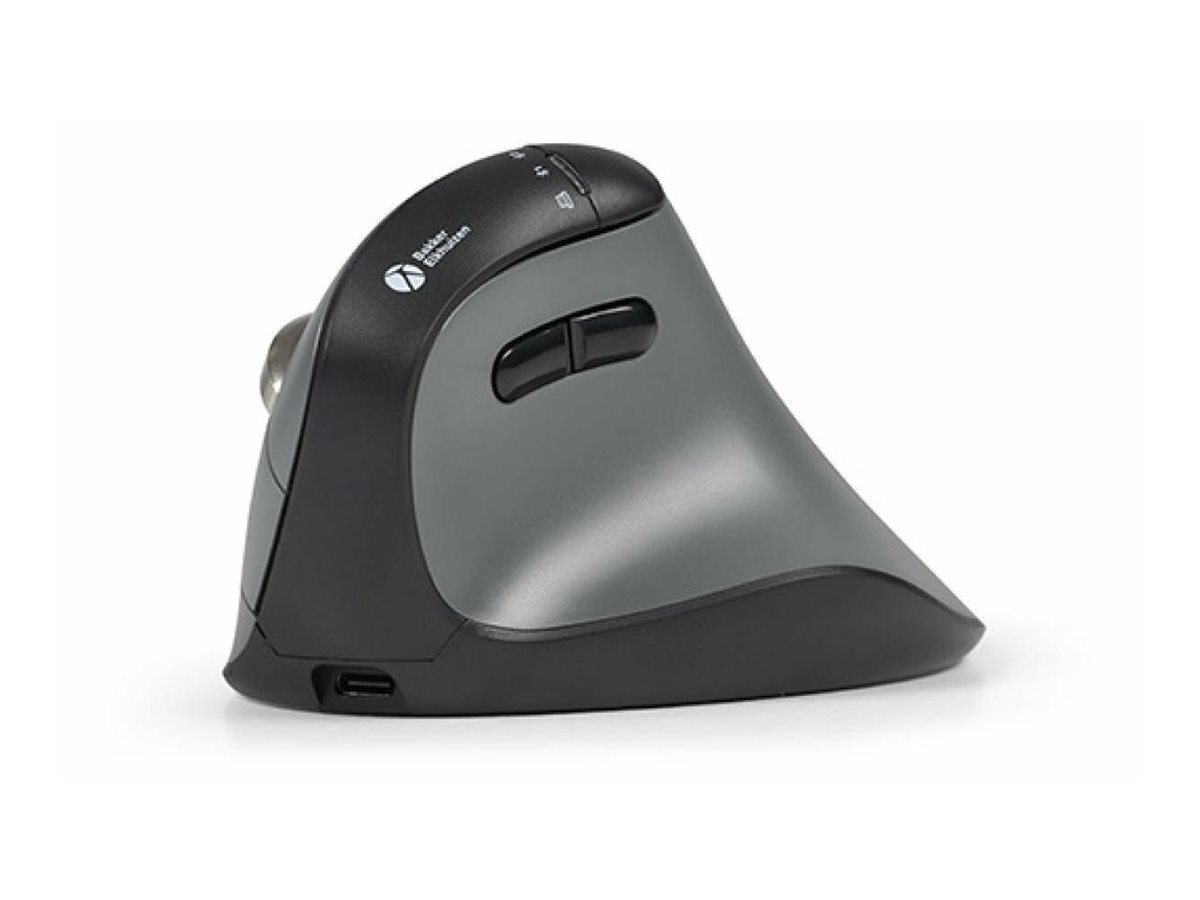 Bakker Elkhuizen FastForward - vertical mouse - 2.4 GHz USB-C Bluetooth 5.1 - dark grey black - Vertical mouse - Optisk - 8 knapper - Grå