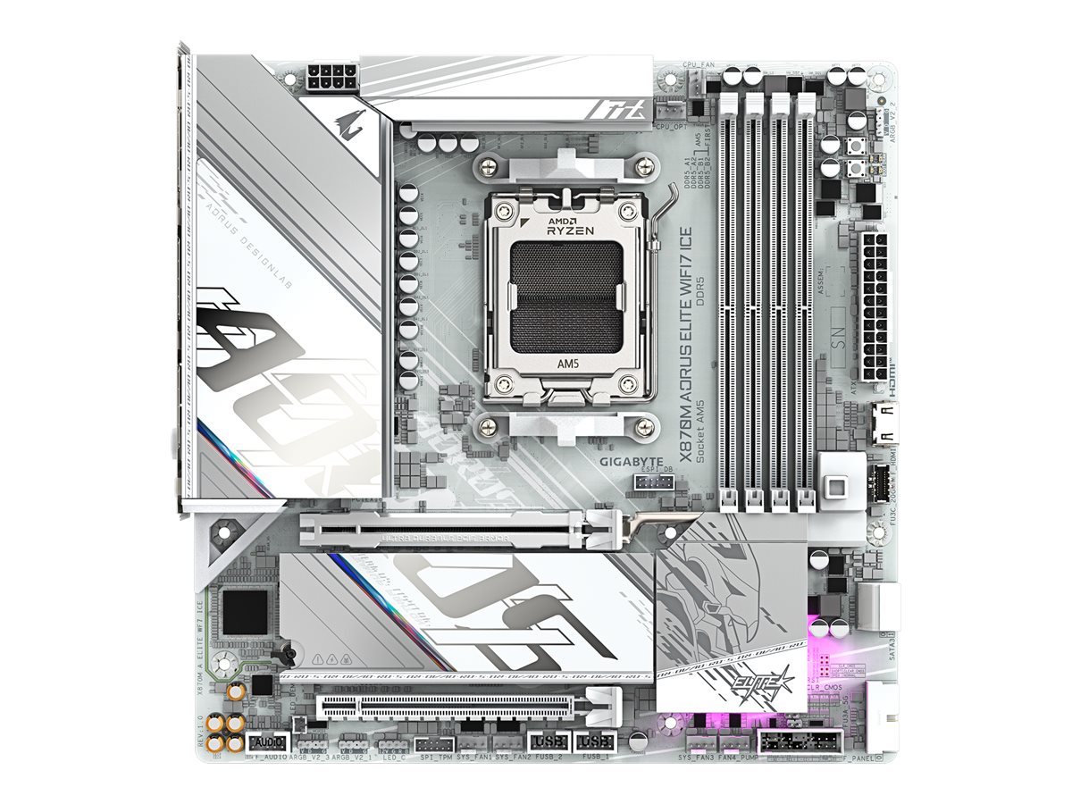 GIGABYTE X870M AORUS ELITE WIFI7 ICE Bundkort - AMD X870 - AMD AM5 socket - DDR5 RAM - Micro-ATX