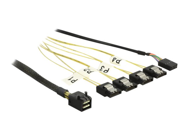 Delock - ATA/SAS-kabel - SAS 6Gbit/s - 4 x Mini SAS HD (SFF-8643) til SATA, sidebånd - 50 cm