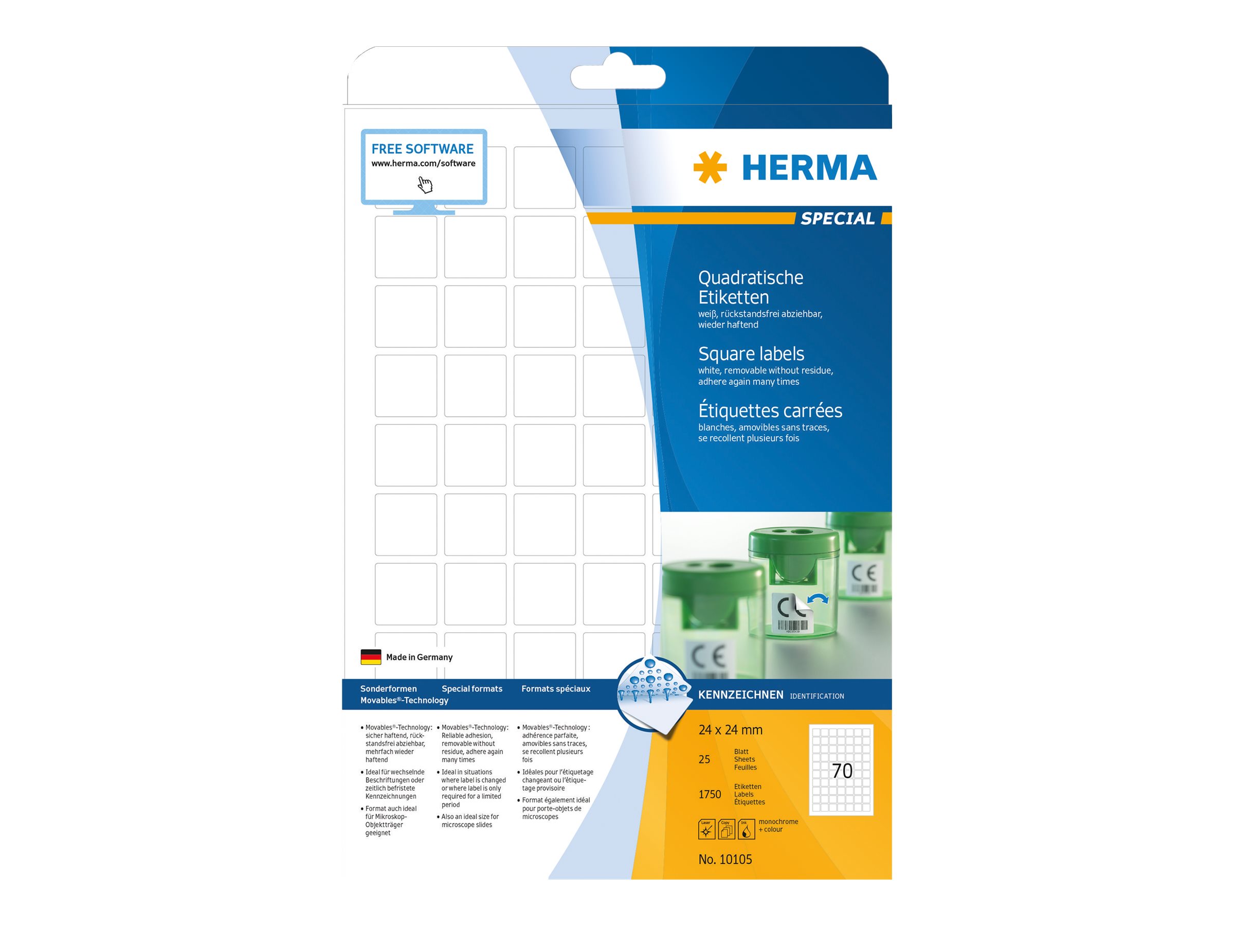 HERMA labels - matte - 1750 label(s) - 24 x 24 mm