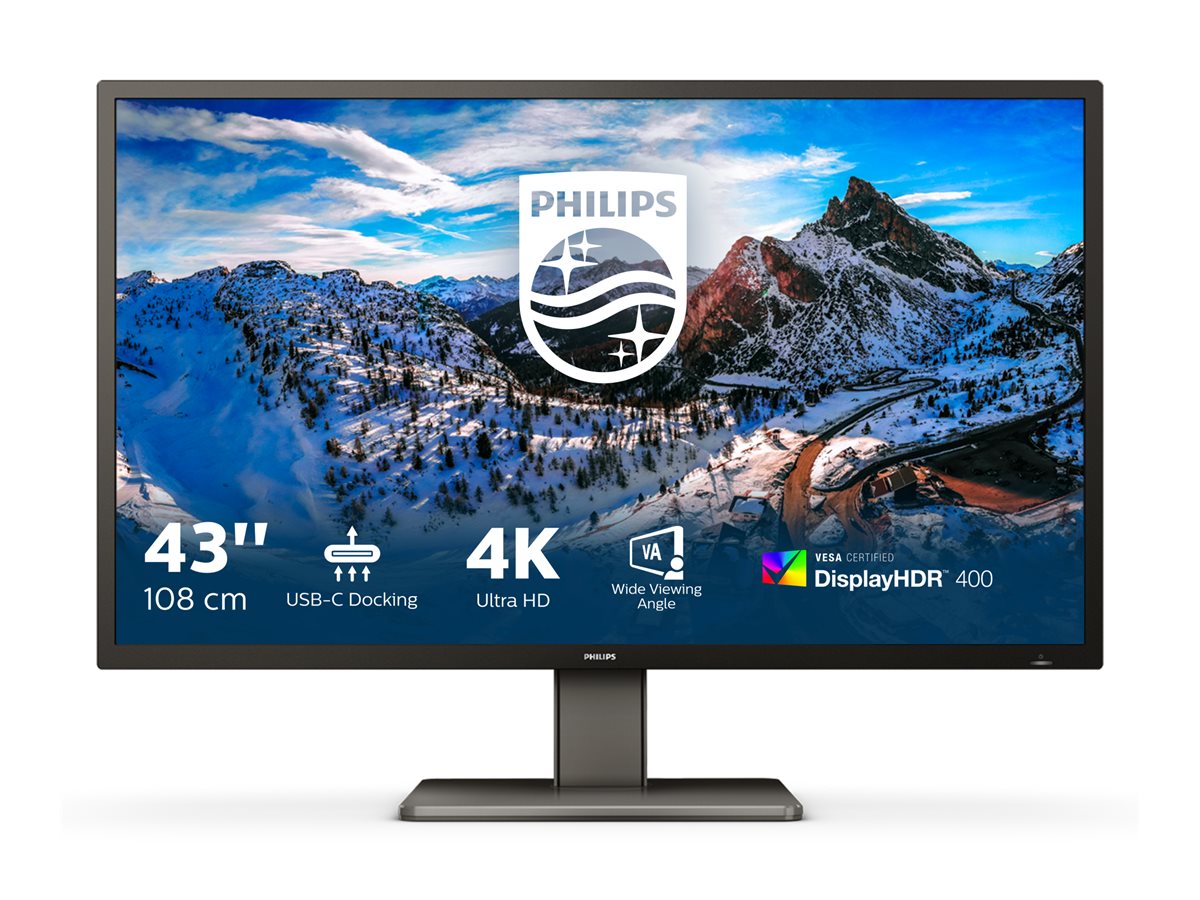43" Philips 439P1/00 - 3840x2160 (4K) - 60Hz - VA - 15W USB-C - KVM switch