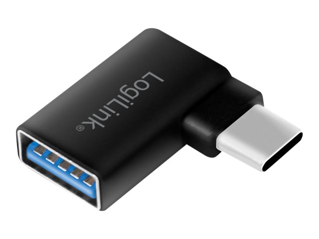 USB 3.2 Gen 1 Type-C adapter, C/M to USB-A/F, 90° angled, black