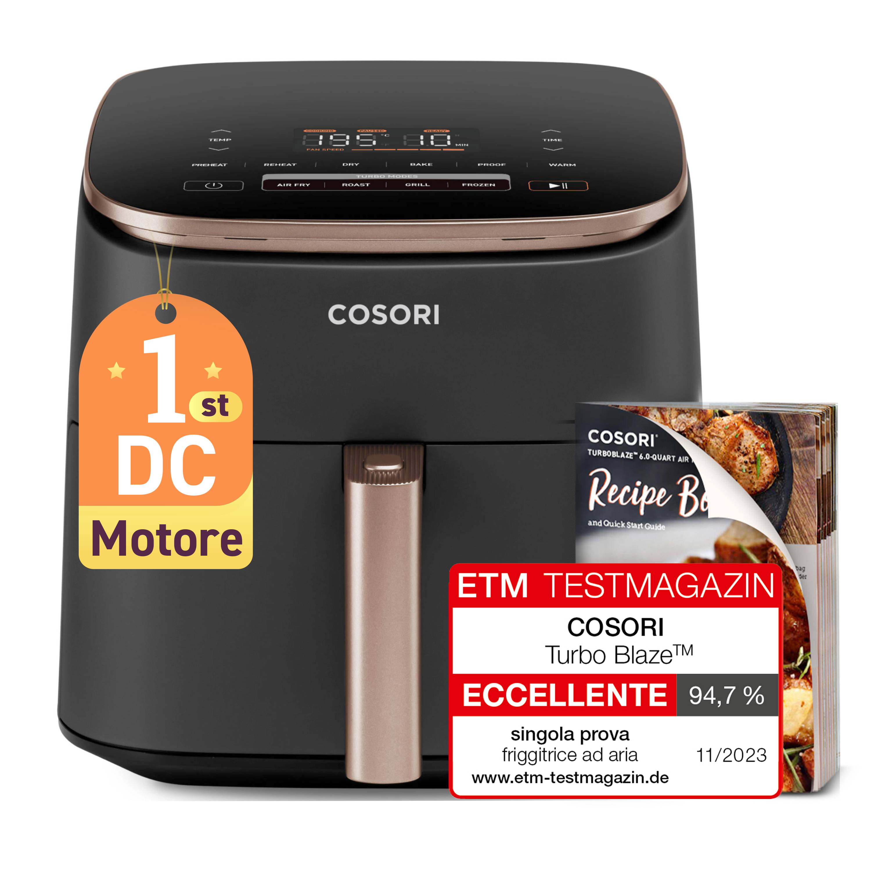 Cosori TurboBlaze Chef Edition - Varmluftsrister - 6 liter - 1.7 kW - sort