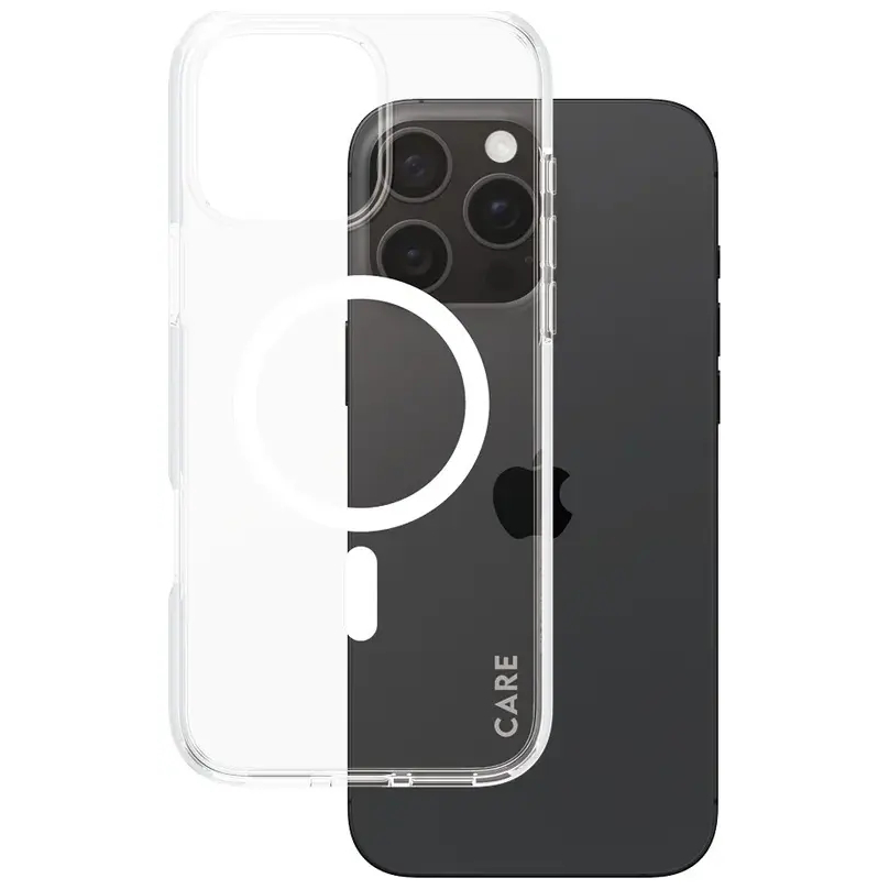 CARE by PanzerGlass Urban Combat - Bagsidecover til mobiltelefon - MagSafe-kompatibilitet - genbrugt plastik - gennemsigtig, hvid - for Apple iPhone 16 Pro Max