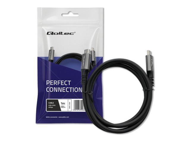Qoltec Thunderbolt 3 / Thunderbolt 4 USB Type-C kabel 1m Sort