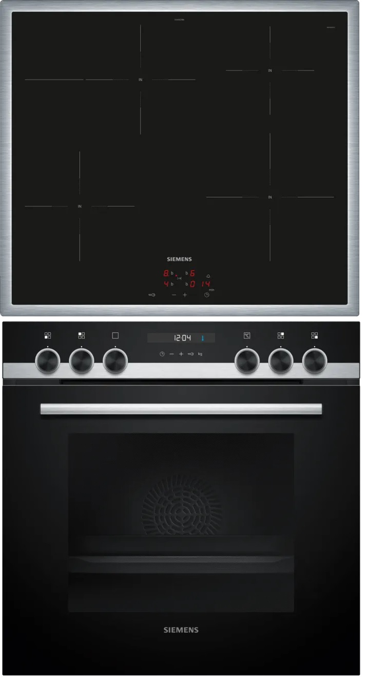 Siemens HE517BBS4 + EI645CFB6E pande og gryde sæt Zone induktionskogeplade Elektrisk ovn