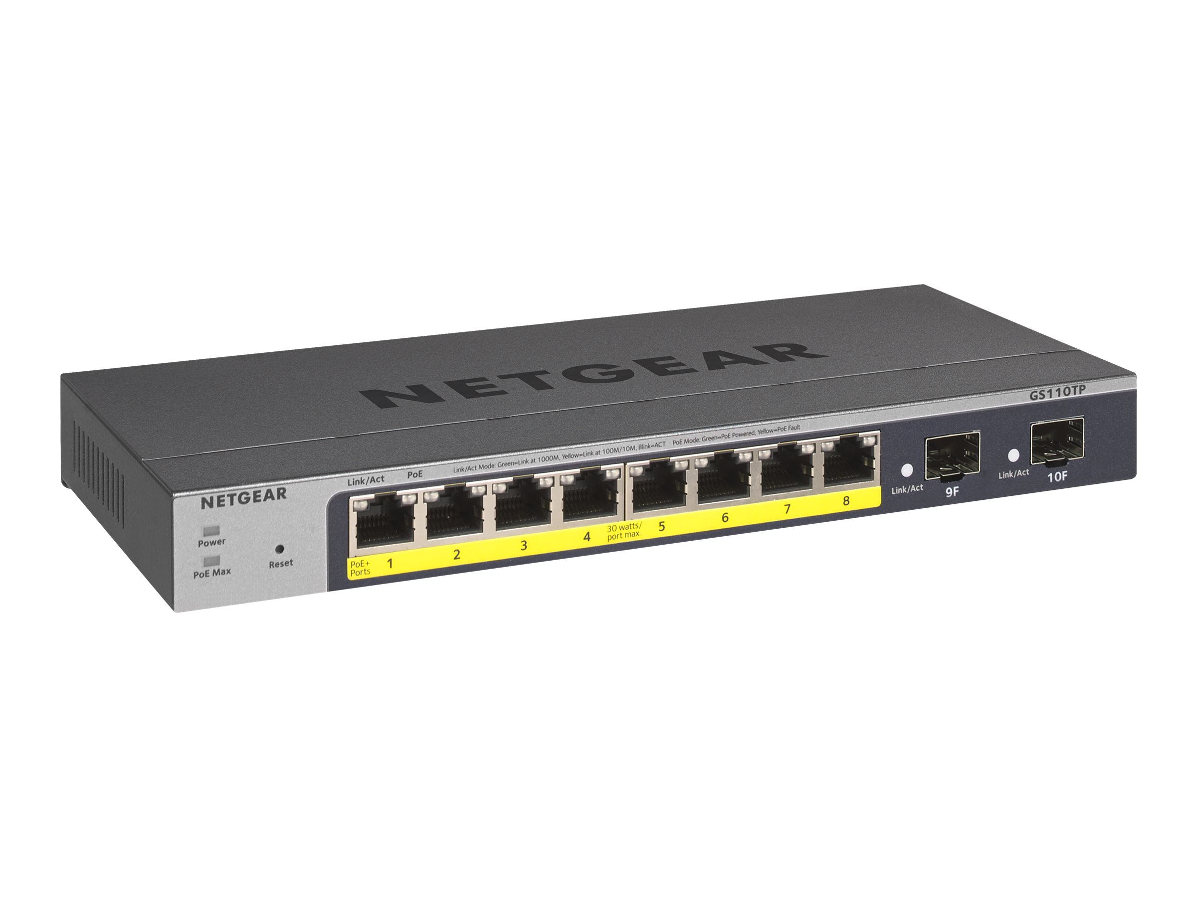 Netgear GS110TPv3 8-Port Gigabit PoE+ Ethernet Smart Switch with 2 SFP Ports and Cloud Management