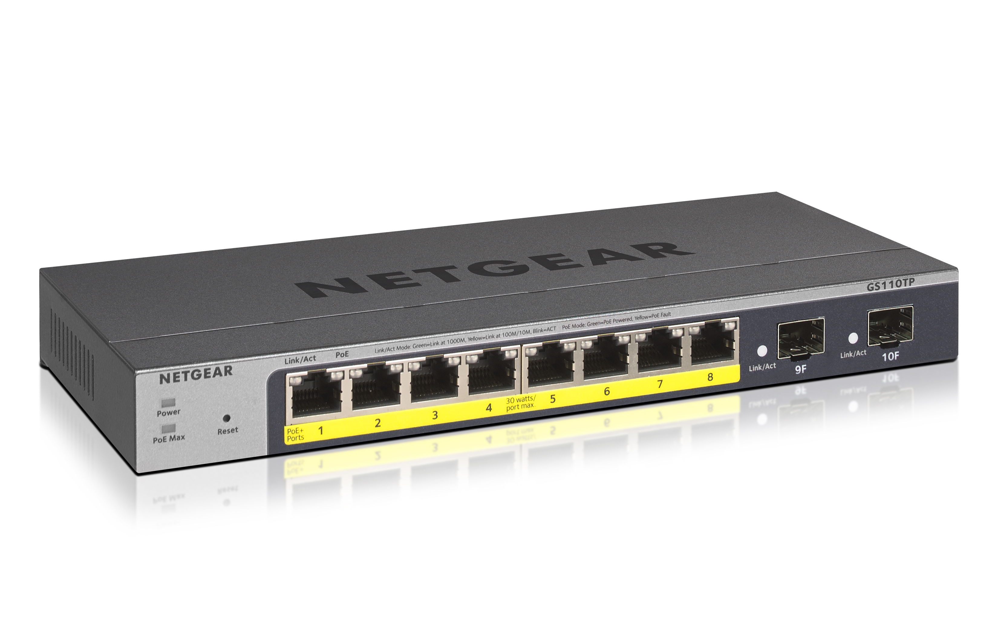 Netgear GS110TPv3 8-Port Gigabit PoE+ Ethernet Smart Switch with 2 SFP Ports and Cloud Management