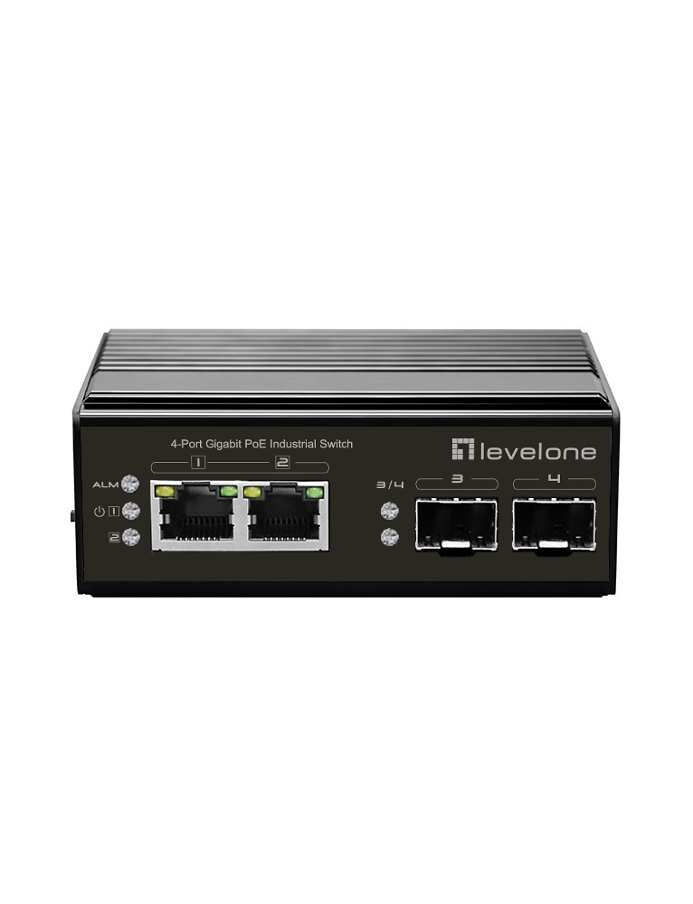 LevelOne IGP-0432 - 4-port industriel Gigabit PoE-switch (uadministreret) - Sort