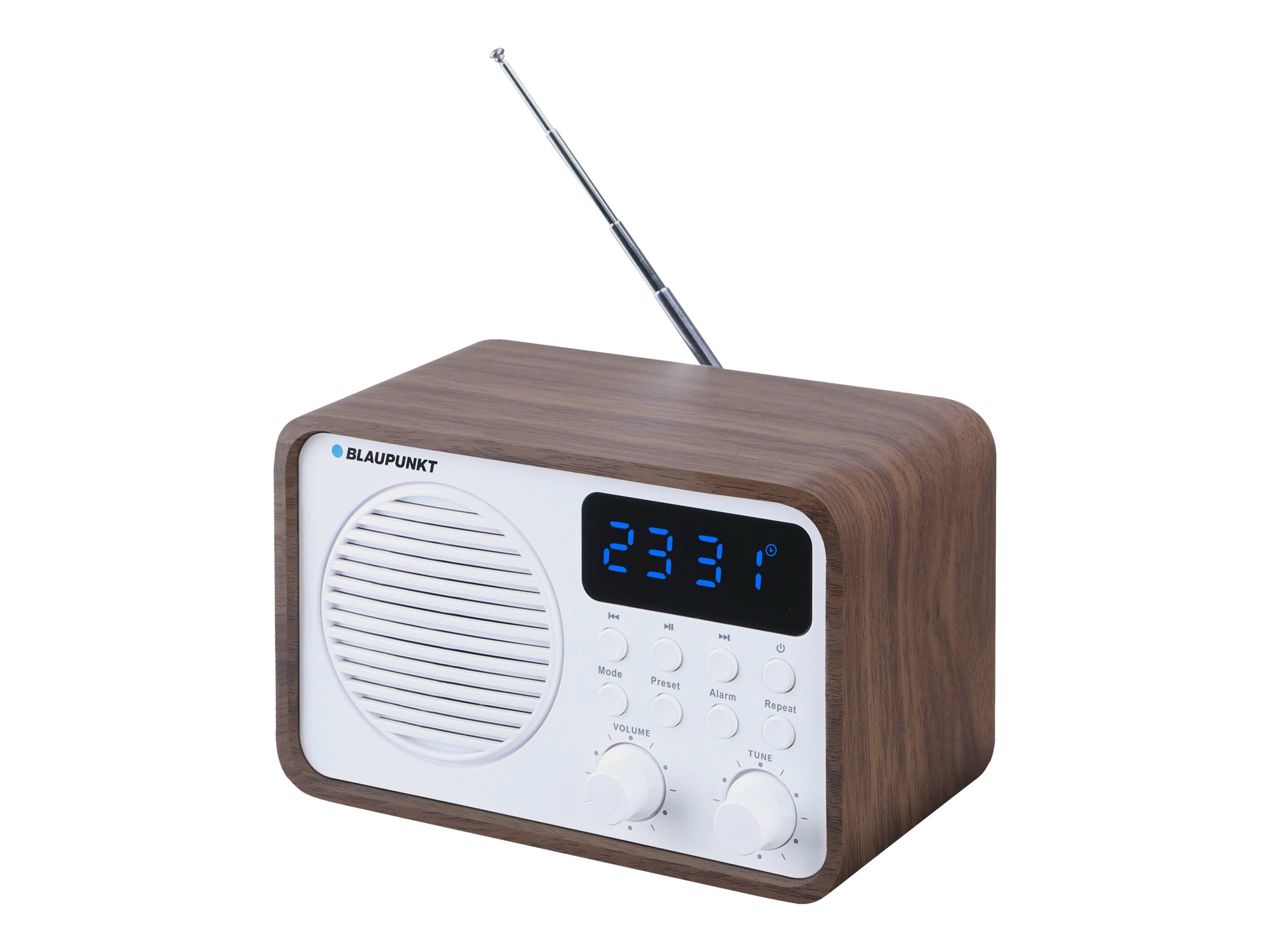 Radio med Bluetooth og USB - Blaupunkt PP7BT, brun træ/hvid