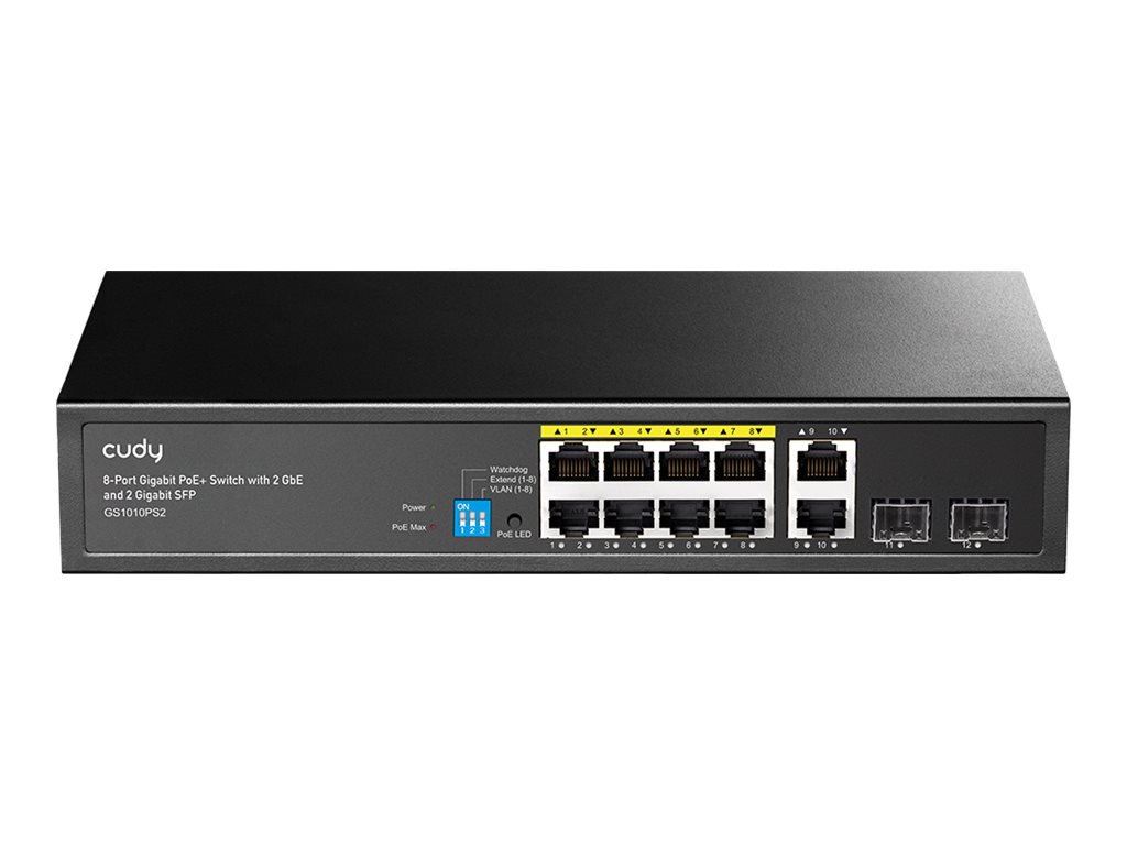 Cudy GS1010PS2 8-Port Gigabit PoE+ Switch with 2 GbE and 2 Gigabit SFP