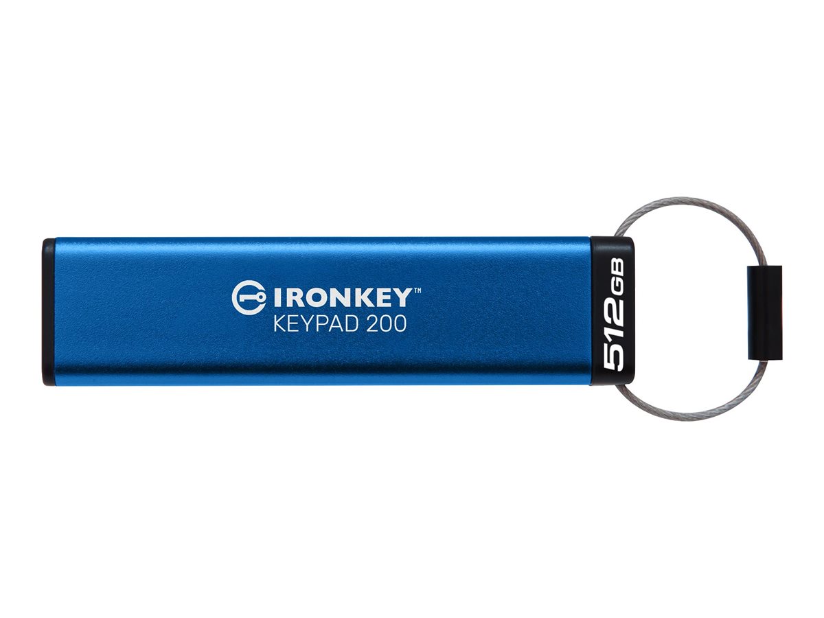 Kingston Technology Ironkey 512 Gb Keypad 200, Fips 140-3, Niv. 3 (afventer) Aes-256 Krypteret 512gb Usb-a Blå