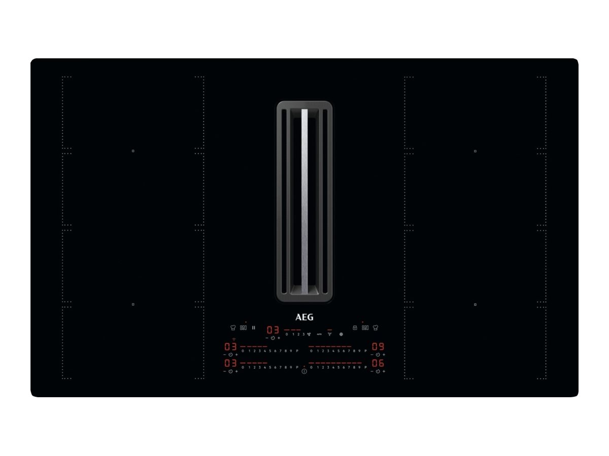 AEG CCE84779CB - Induktions kogeplade - 4 plader - Niche - bredde: 78 cm - dybde: 49 cm - Klasse A+ - sort med nedtræksudstødning (ekstraktion og recirkulation)