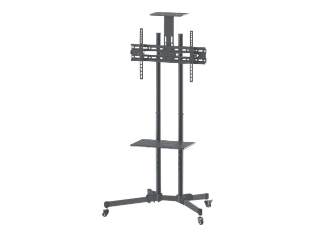 Manhattan Monitor/LFD Trolley Stand, 1 screen, 37-70", Vesa 200x200 to 600x400mm, Max 50kg, Black, Box Vogn med hjul LCD/plasmapanel/AV-system/kamera