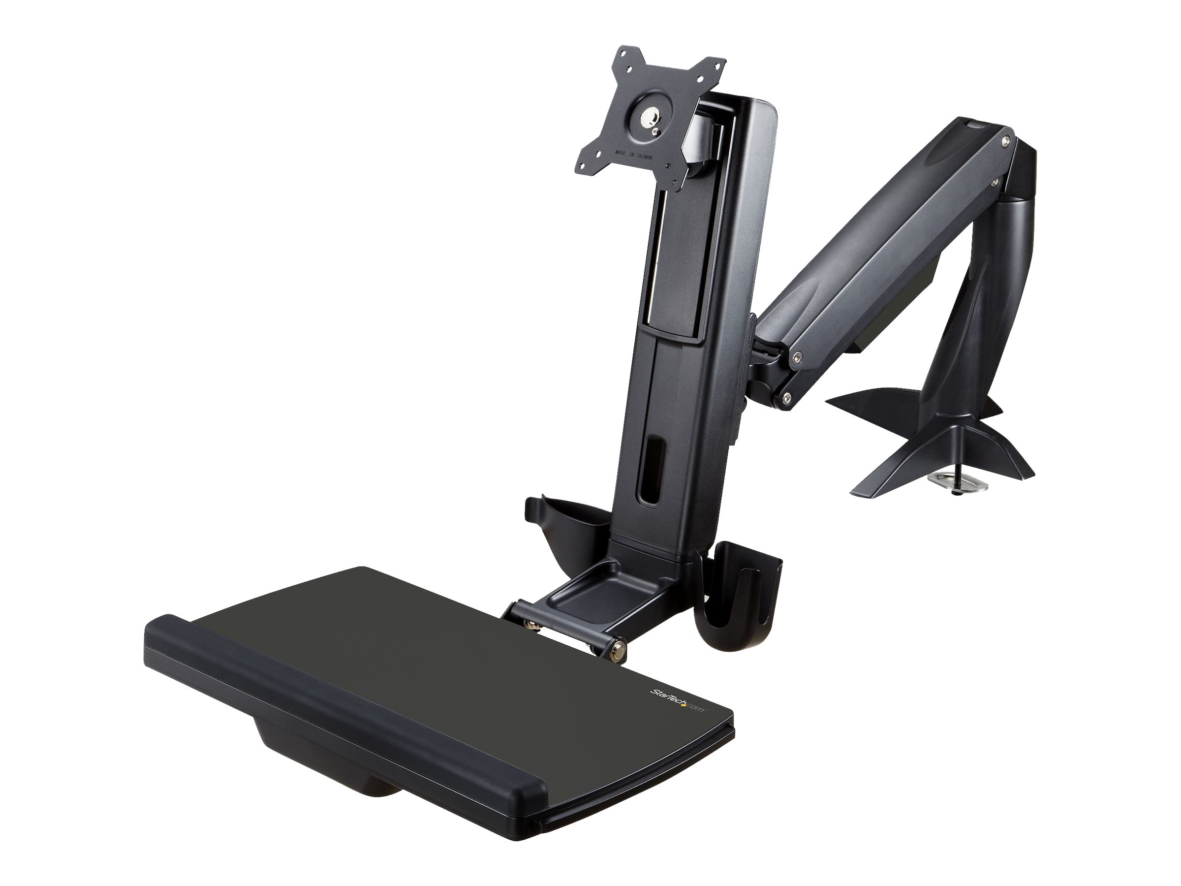 StarTech.com Sit Stand Monitor Arm, Desk Mount Adjustable Sit-Stand Workstation Arm for Single 34" VESA Mount Display, Ergonomic Articulating Standing