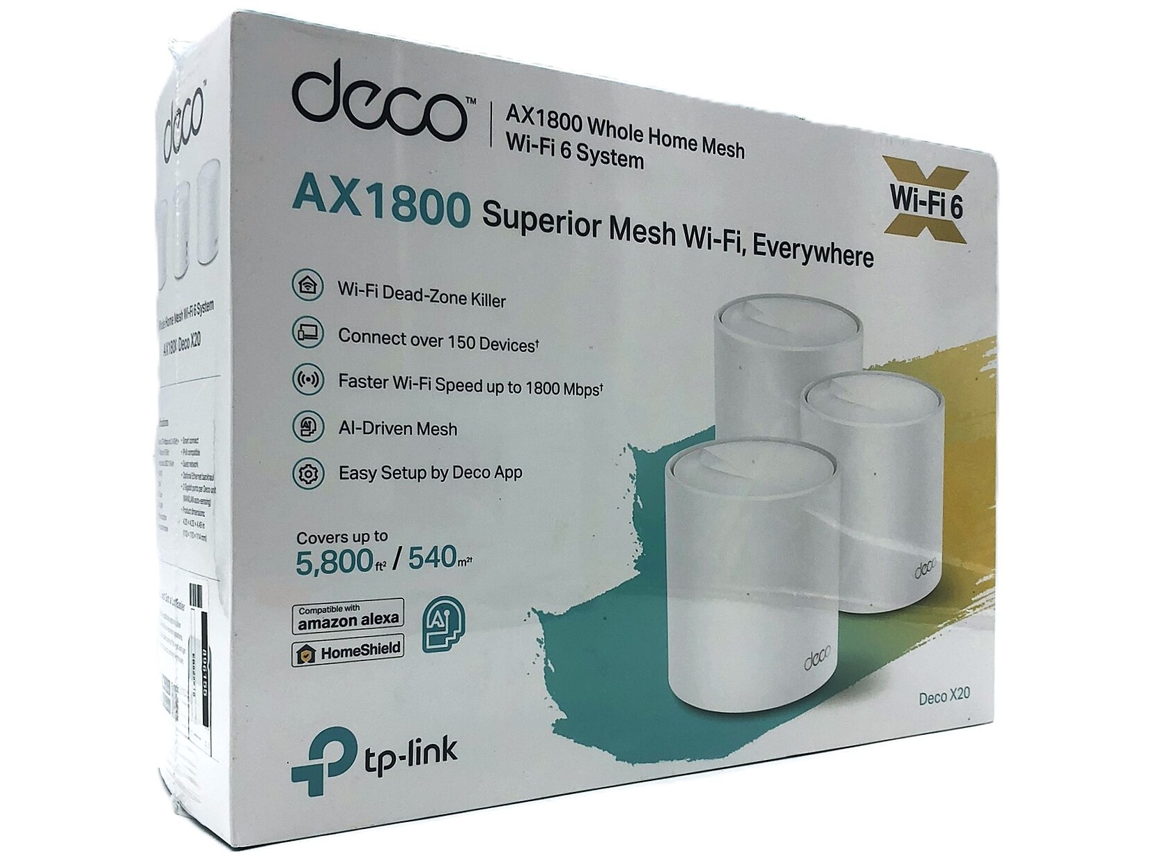 TP-Link Deco X20 - Wi-Fi-system (3 routere) - GigE - 802.11a/b/g/n/ac/ax - Mesh router Wi-Fi 6