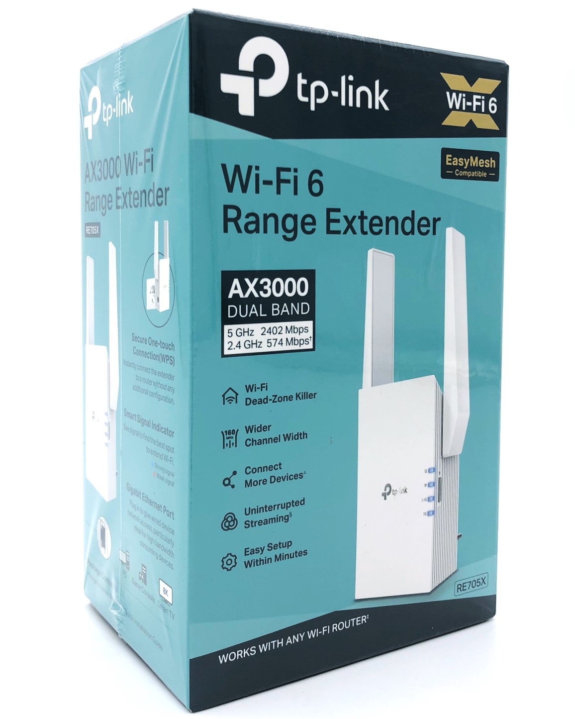 TP-Link RE705X - WiFi-rækkeviddeforlænger - GigE - Wi-Fi 6 - 2.4 GHz, 5 GHz - i væggen