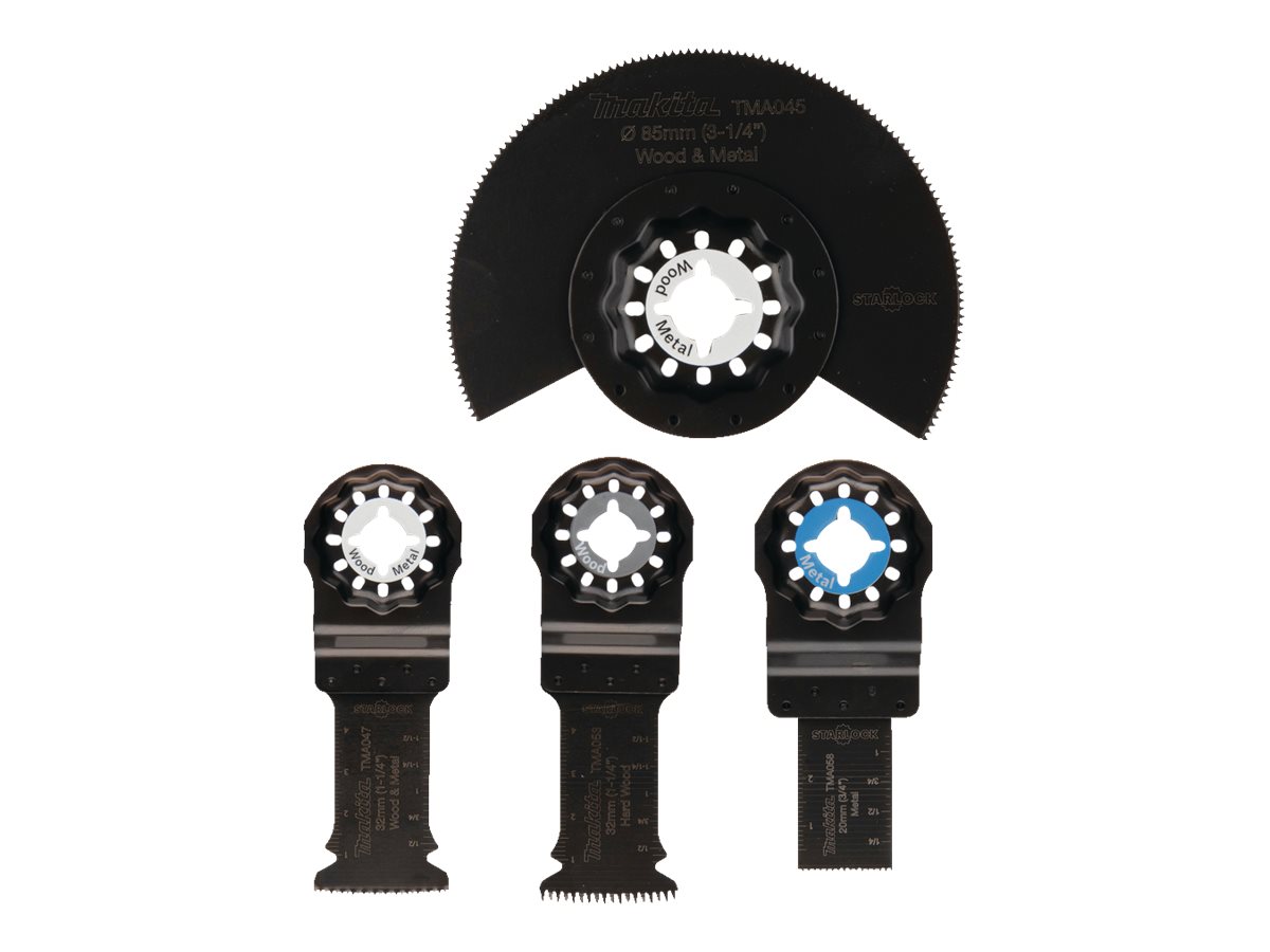 Makita - Klingesæt til multiværktøj - for træ, metal, epoxy - 4 stykker - Starlock - for Makita DTM51RT1J3, DTM51Z, DTM51ZJX2