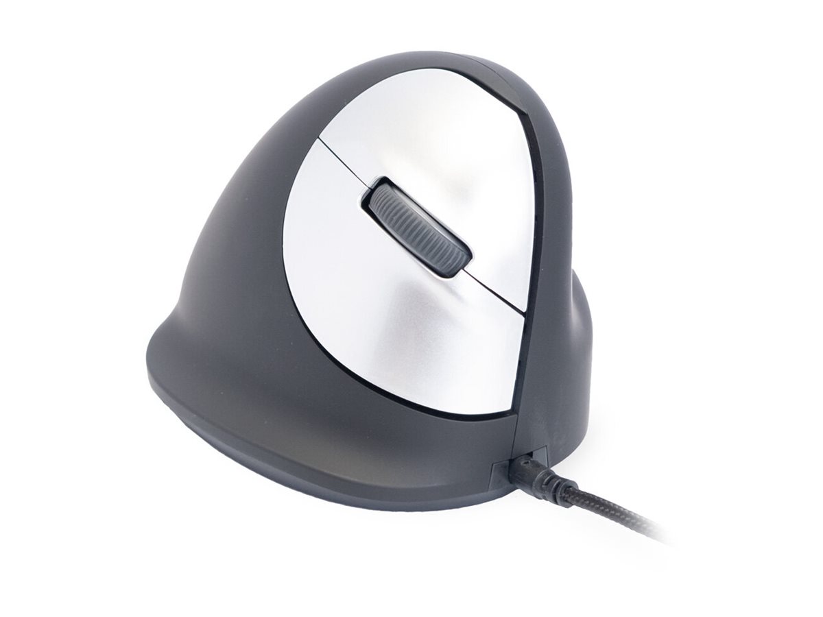 R-Go HE Mouse Ergonomisk mus, Stor (over 185mm), Højre, med kabel Kabling Sort Sølv billede