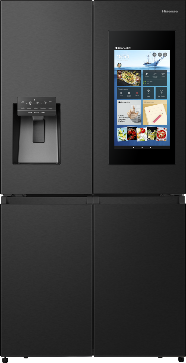 Hisense RQ760N4IFE - Køleskab/fryser - frans dør-bundfryser med vanddispenser, isdispenser - Wi-Fi - bredde: 91.4 cm - dybde: 72.5 cm - højde: 178.5 cm - 577 liter - Klasse E - sort